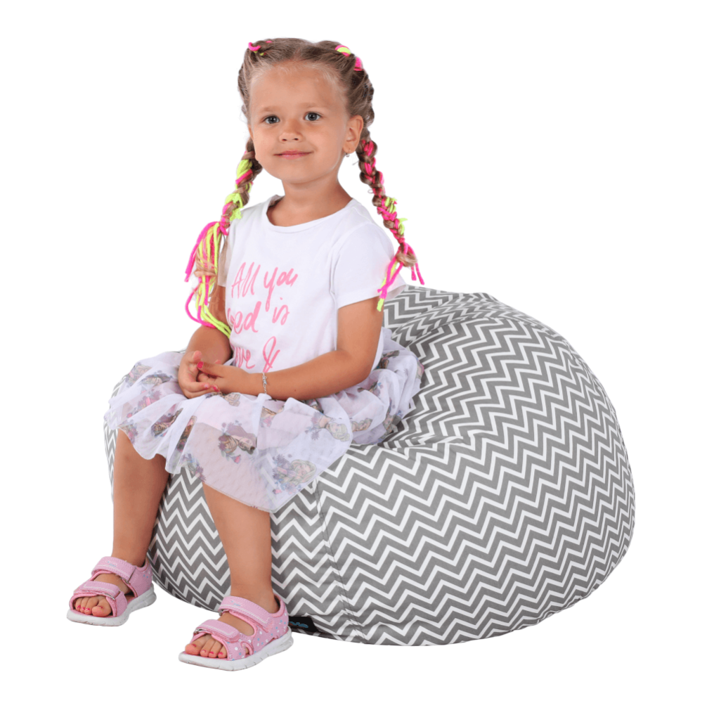 Fotoliu tip sac, gri/alb/model zig-zag, GOMBY