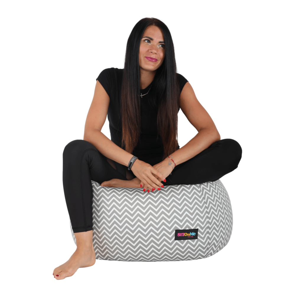 Fotoliu tip sac, gri/alb/model zig-zag, GOMBY