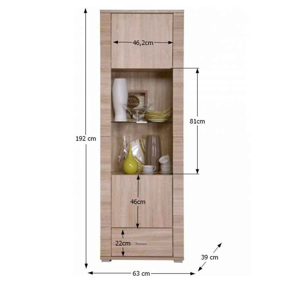 Vitrină tip 5, stejar sonoma, GRAND