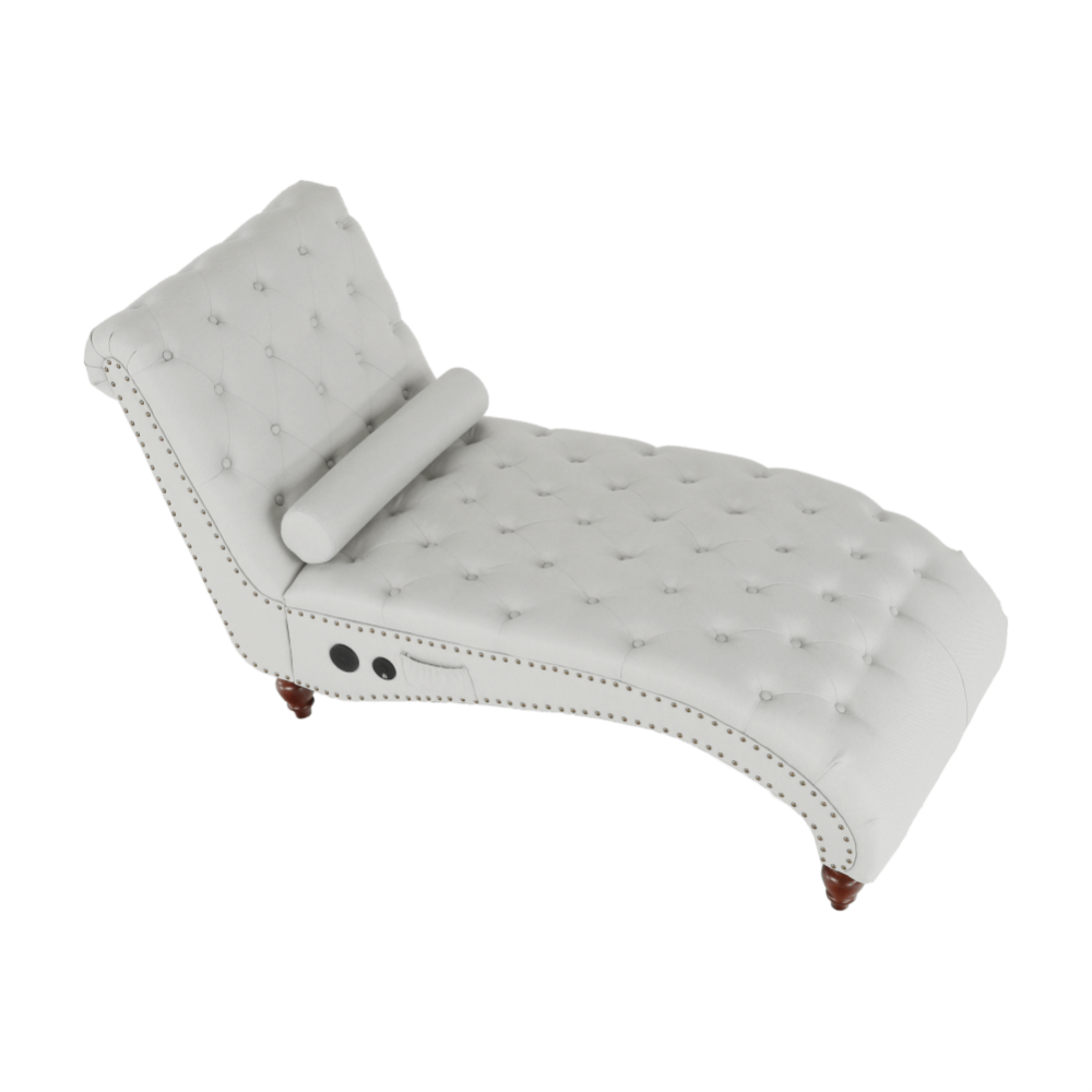 Scaun relaxant cu Bluetooth, gri deschis / nuc închis, GREGOR