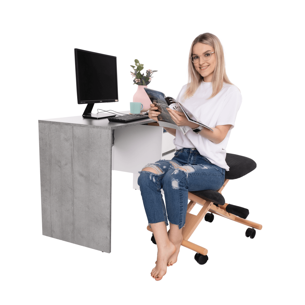 Scaun genunchi ergonomic, negru / fag, GROCO
