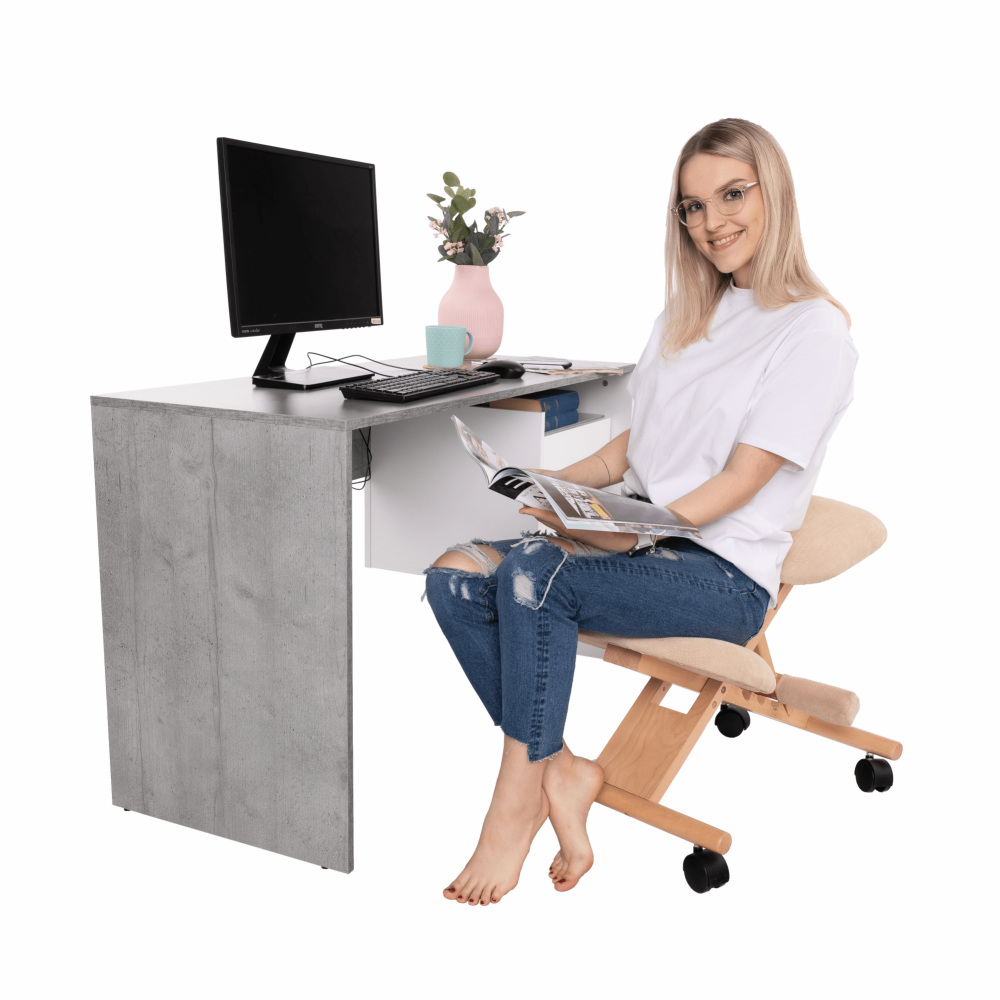 Scaun tip kneeling ergonomic, crem / fag, GROCO