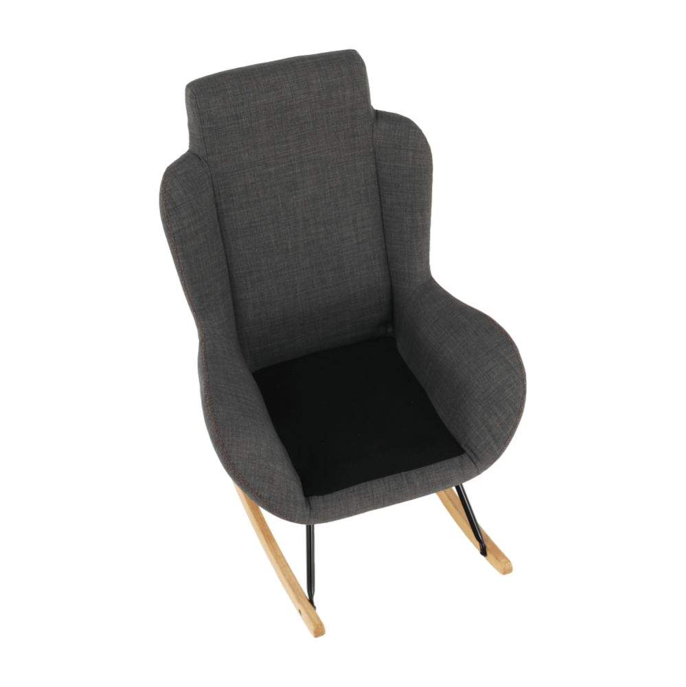 Fotoliu balansoar, material textil gri/lemn, HARPER
