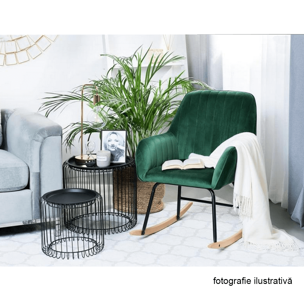 Fotoliu balansoar, catifea Velvet verde, TARAM