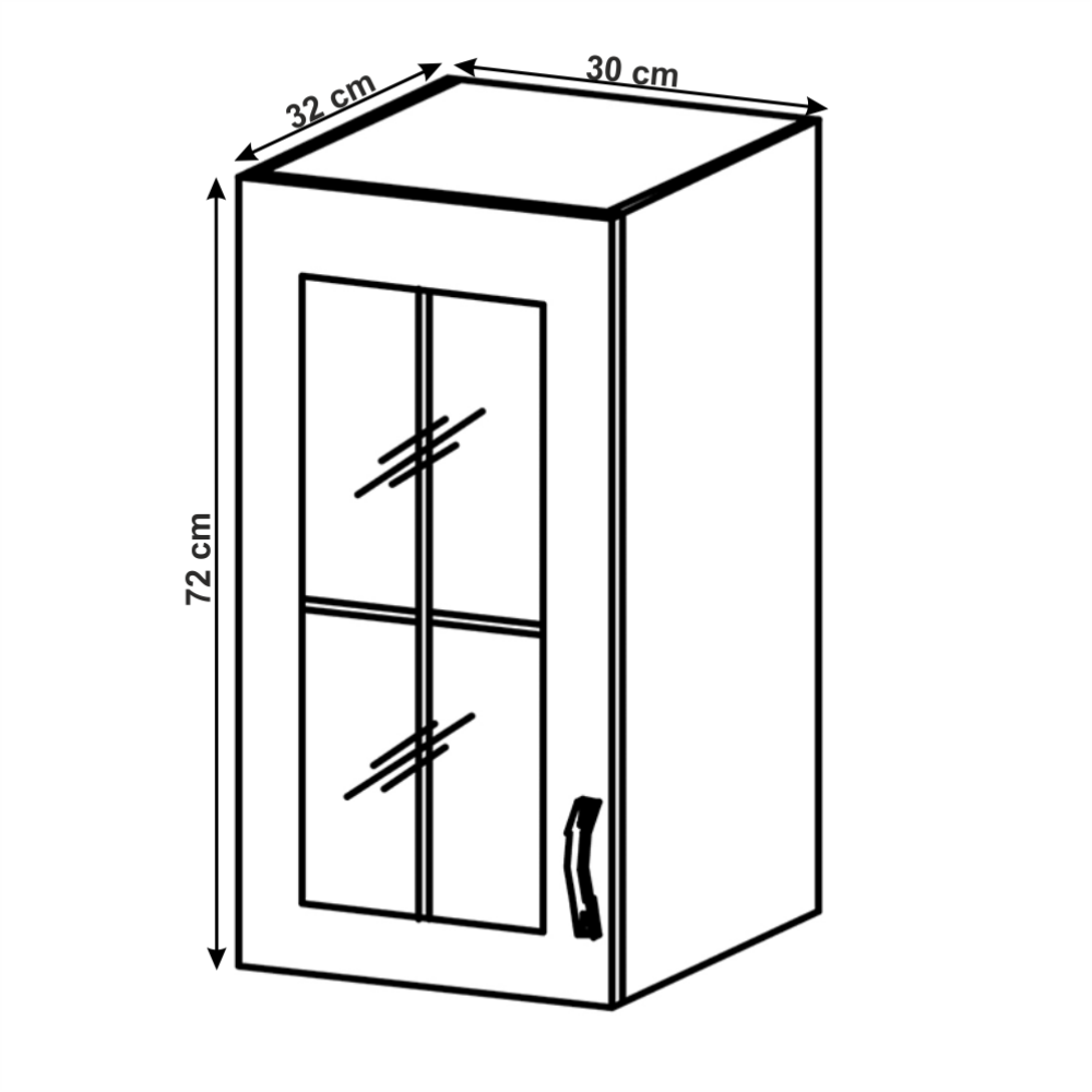 Cabinet superior, alb/gri mat, model stânga, LAYLA G30S