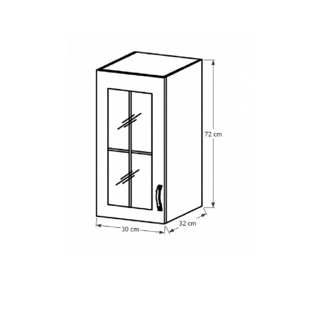 Dulap superior G30S cu geam, model stânga, nuc Milano, SICILIA