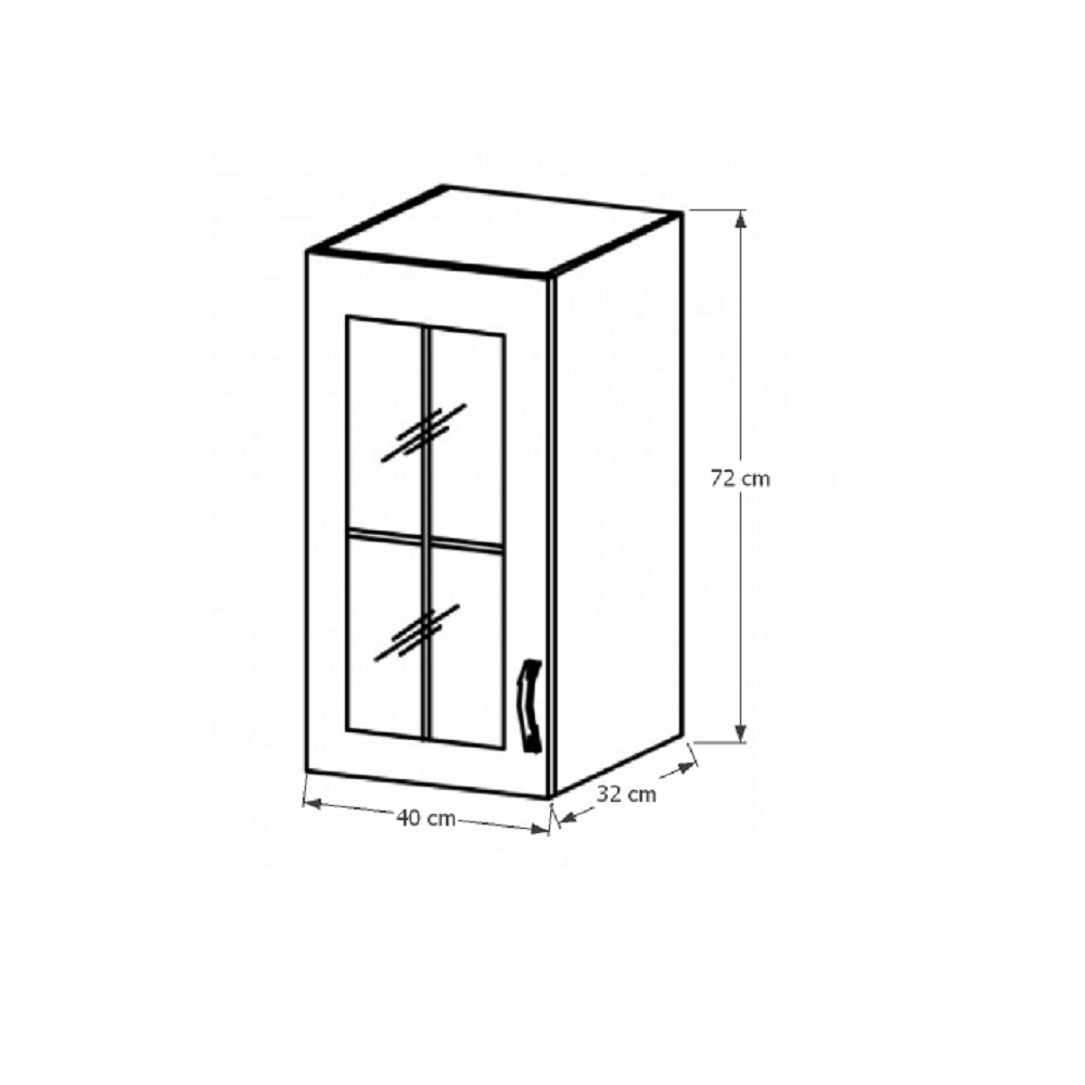 Cabinet superior G40S cu sticlă, stânga, nuc Milano, SICILIA