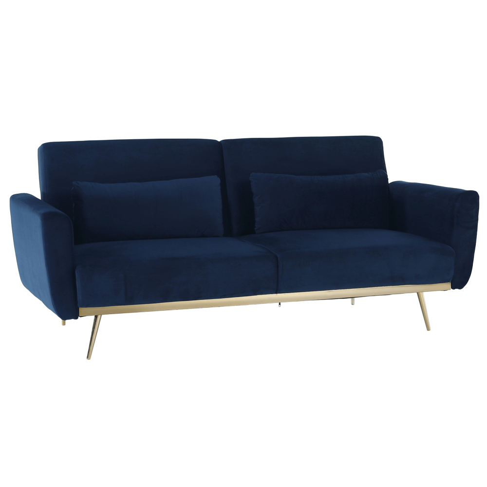 Canapea extensibilă, catifea Velvet albastru regal învechit/cromat, HORSTA