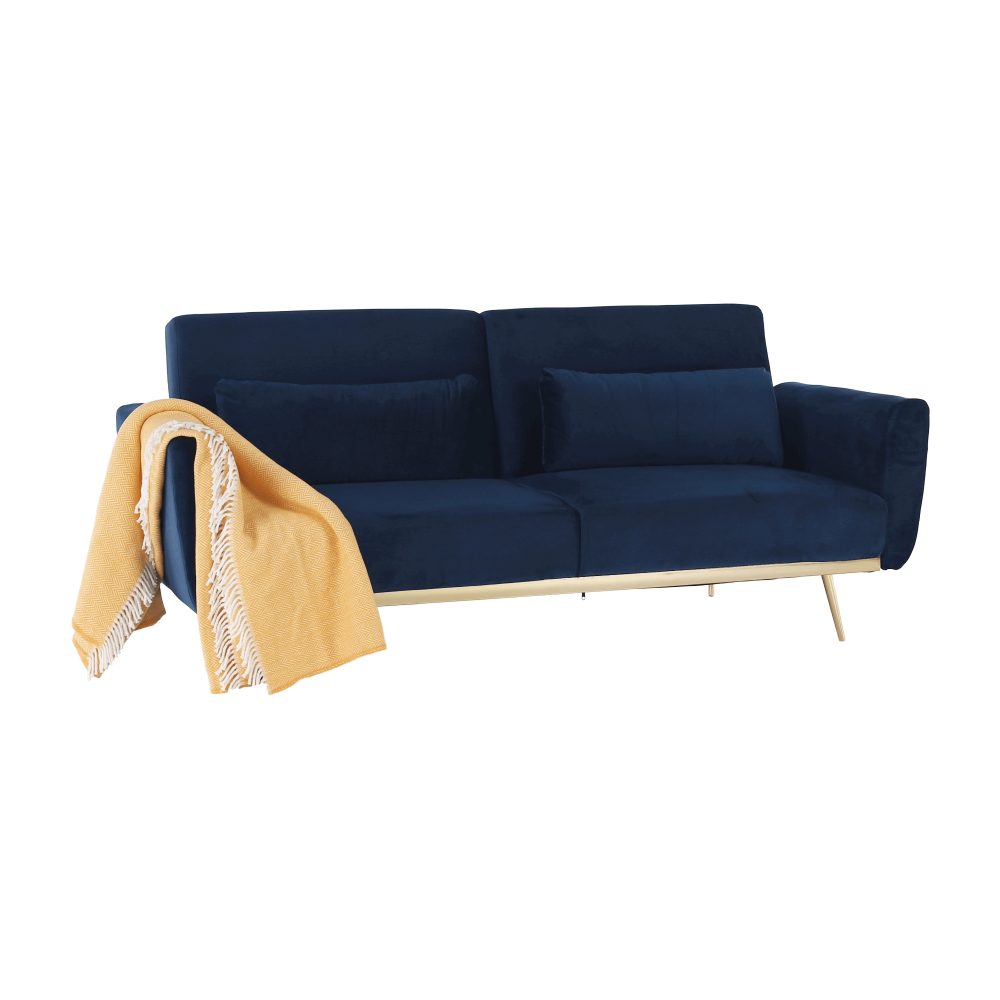 Canapea extensibilă, catifea Velvet albastru regal învechit/cromat, HORSTA