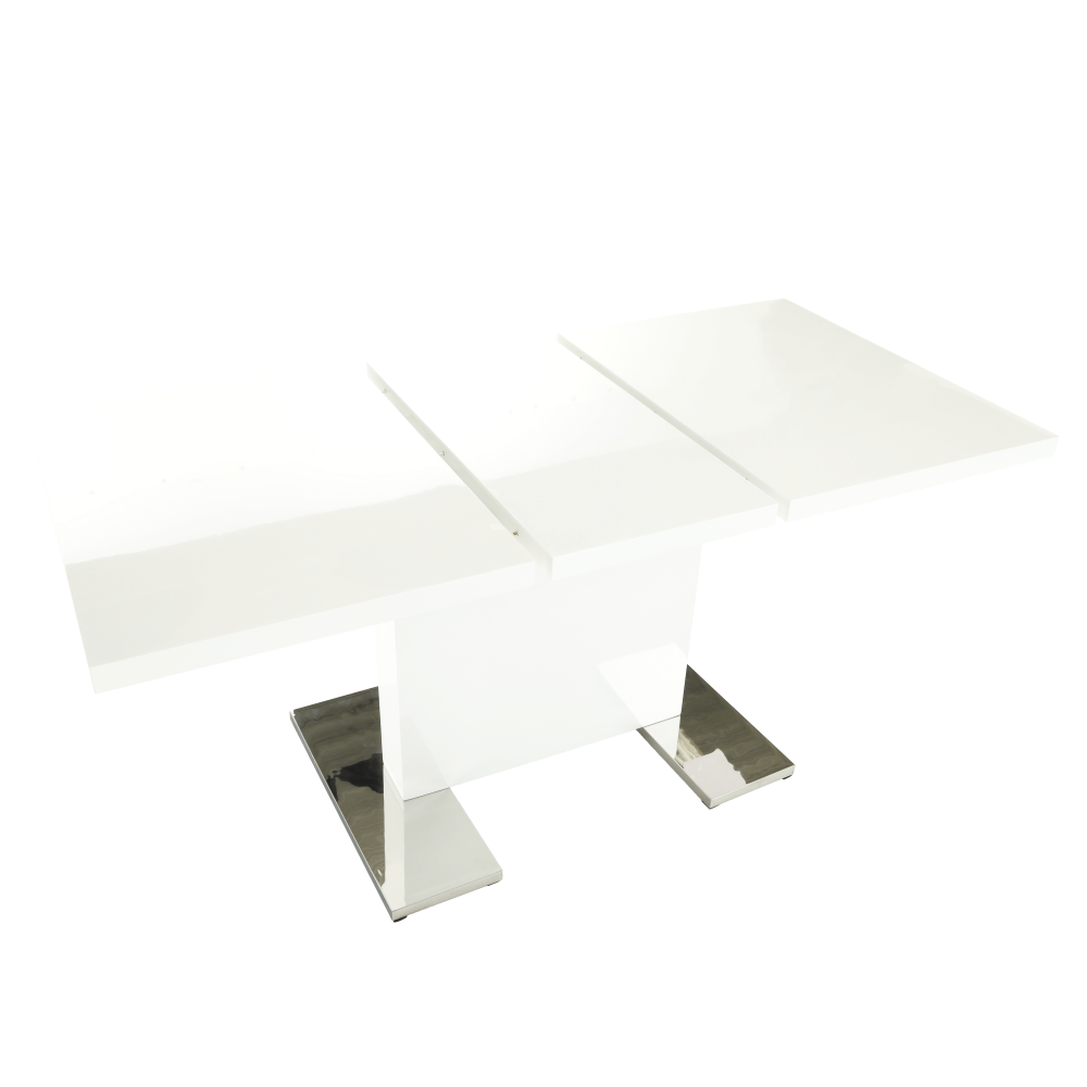 Masă dining, albă HG, 120-160x80 cm, IRAKOL