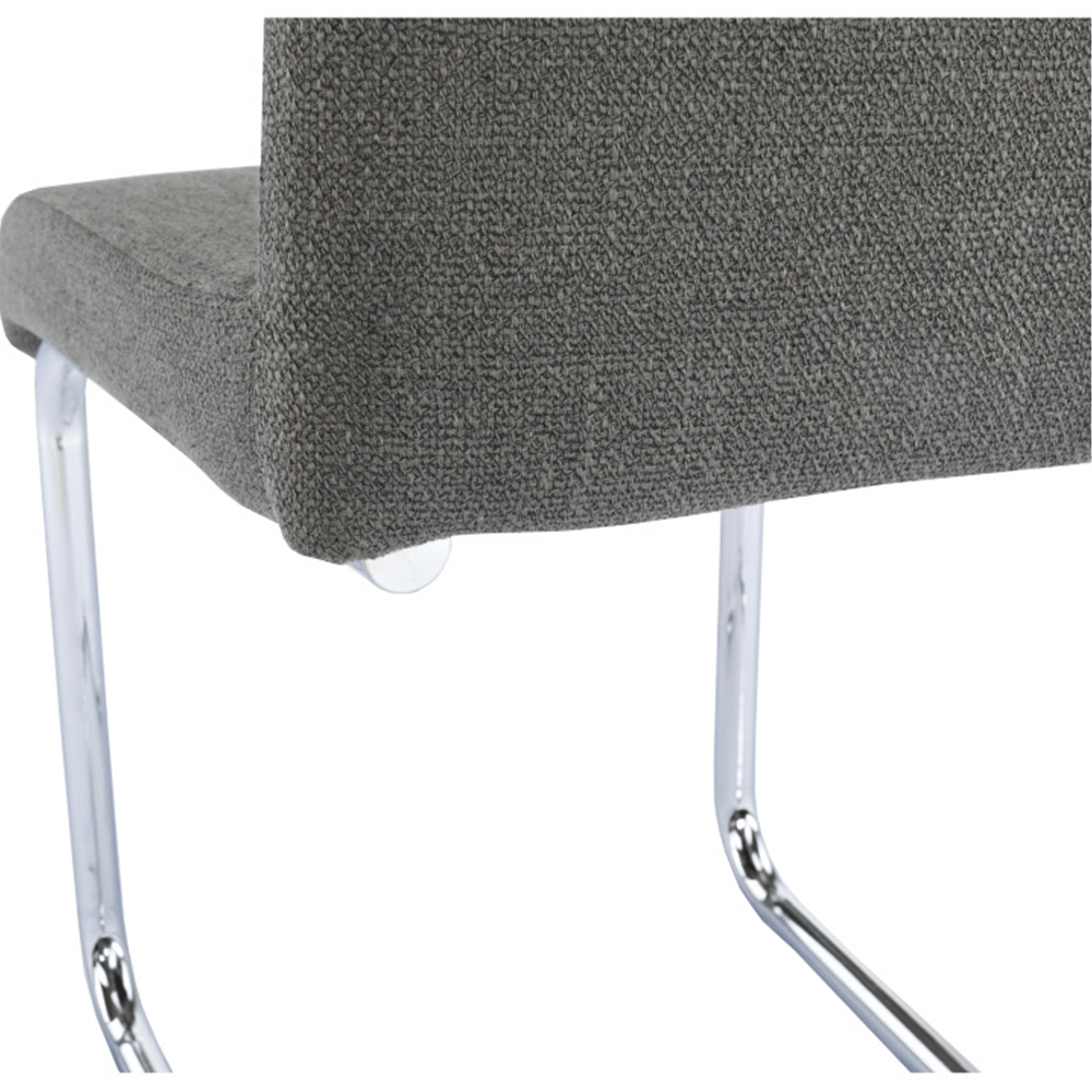 Scaun dining, material textil gri închis/crom, AMINA