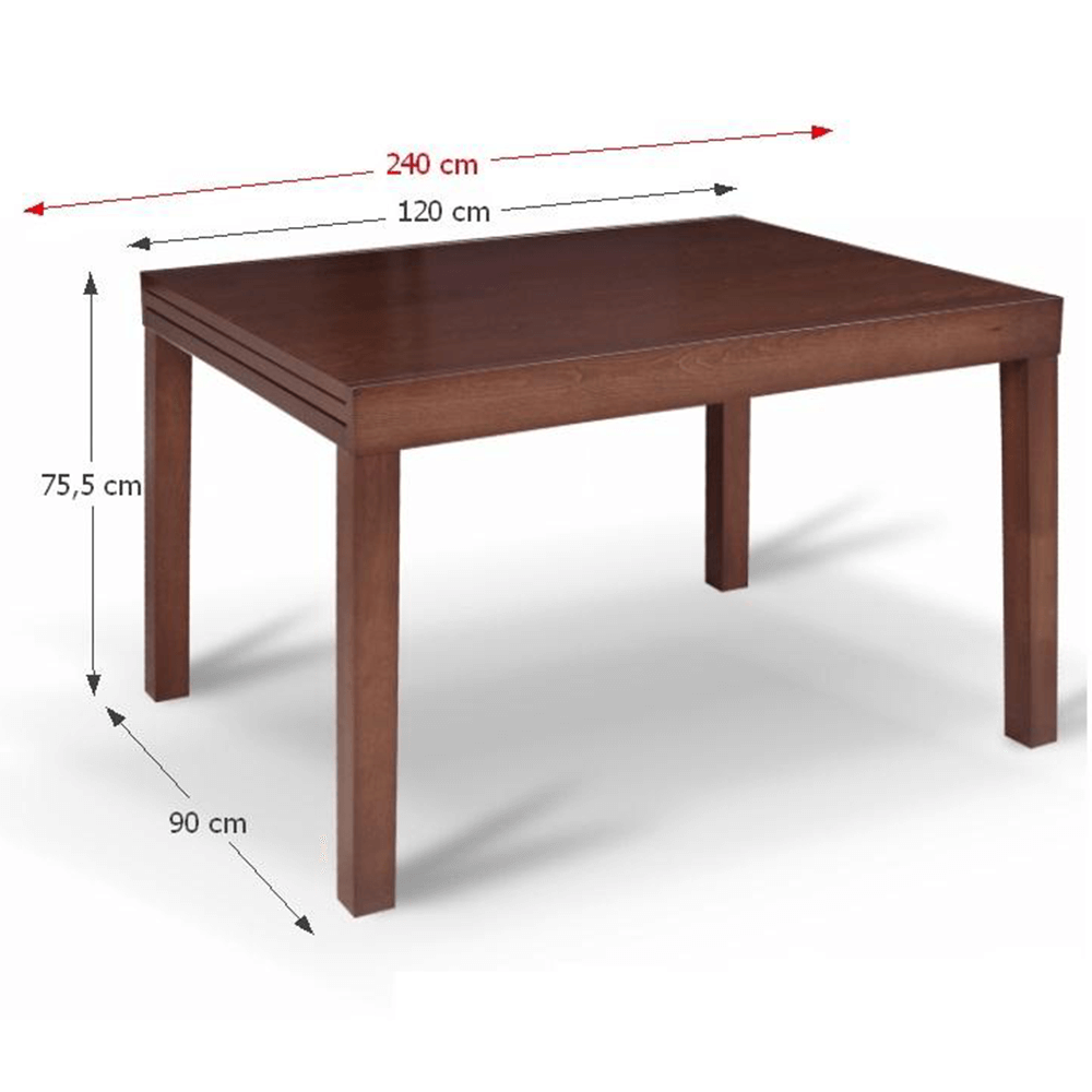 Masă dining, extensibil, nuc, 120-240x90 cm, FARO