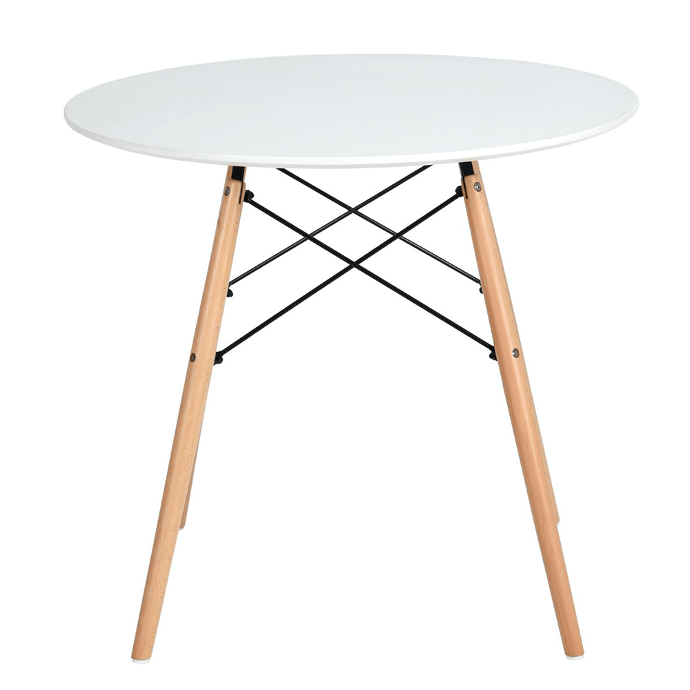 Masă dining, alb mat/fag, diametru 120 cm, DEMIN