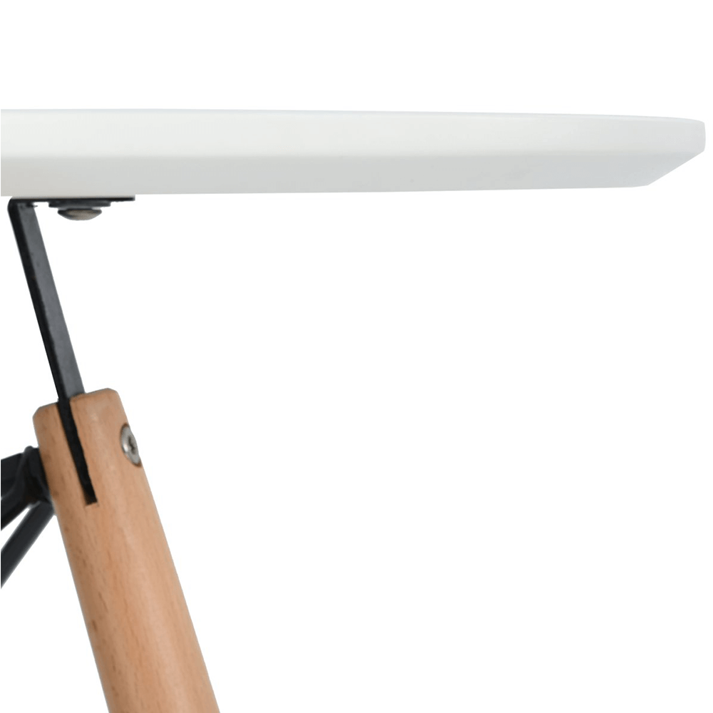 Masă dining, alb mat/fag, diametru 120 cm, DEMIN
