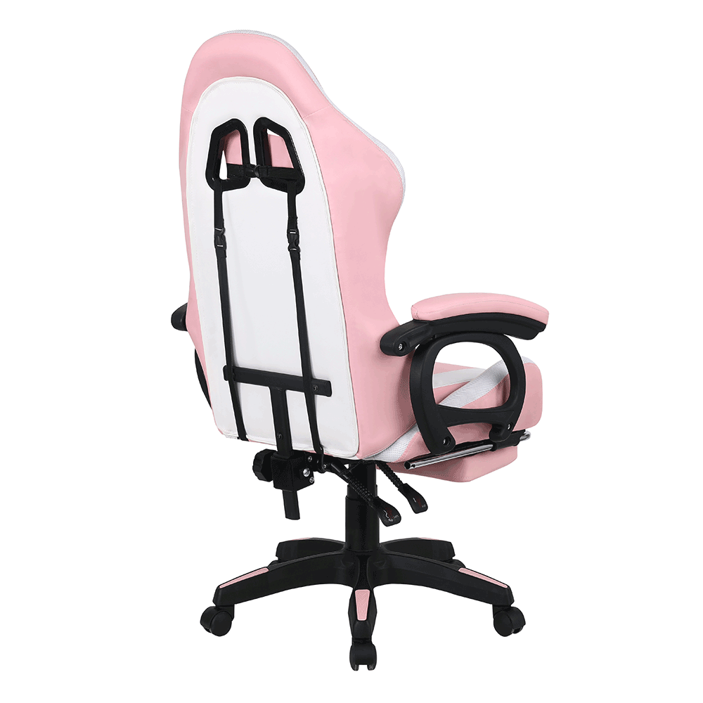 Scaun de birou / joc cu iluminare LED RGB, roz / alb, JOVELA
