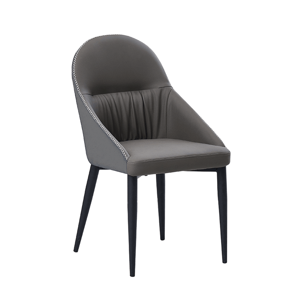 Scaun de masă, piele ecologică gri / metal, KALINA