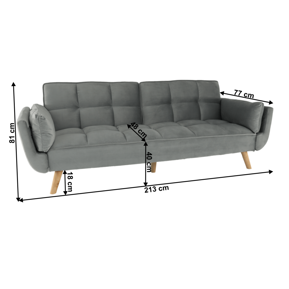 Colţar extensibil, catifea gri deschis / fag, KAPRERA NEW