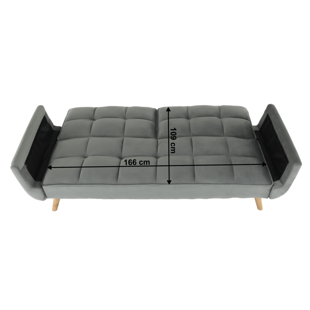 Colţar extensibil, catifea gri deschis / fag, KAPRERA NEW