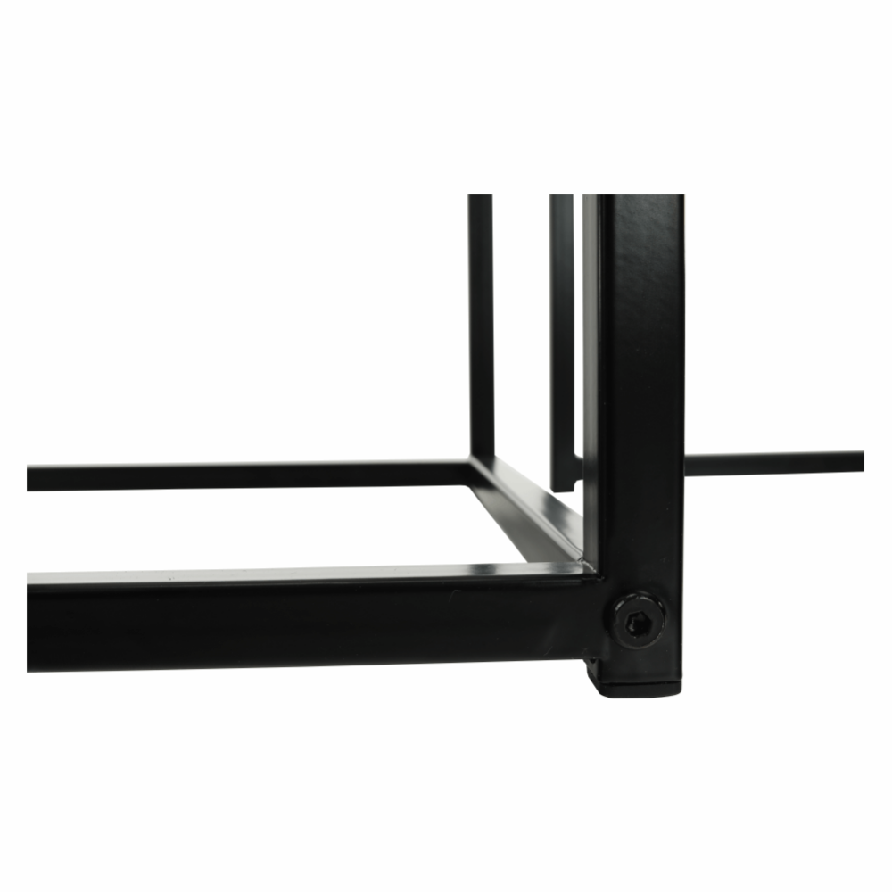 Set 3 măsuţe de cafea, alb mat/negru, KASTLER TYP 3