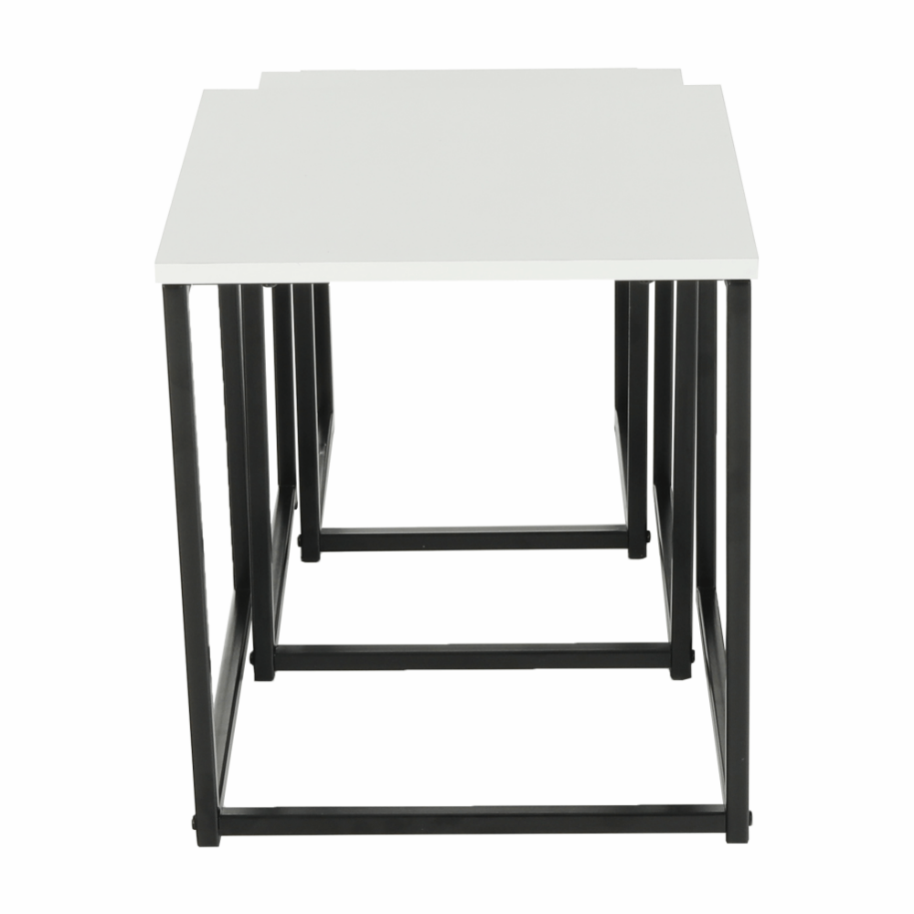 Set 3 măsuţe de cafea, alb mat/negru, KASTLER TYP 3