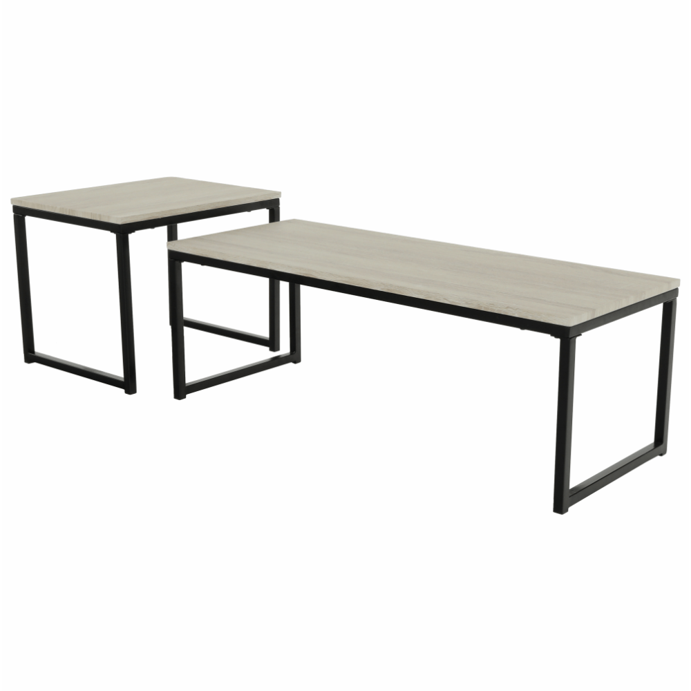 Set 2 măsuţe de cafea, stejar sonoma/negru, KASTLER TYP 2