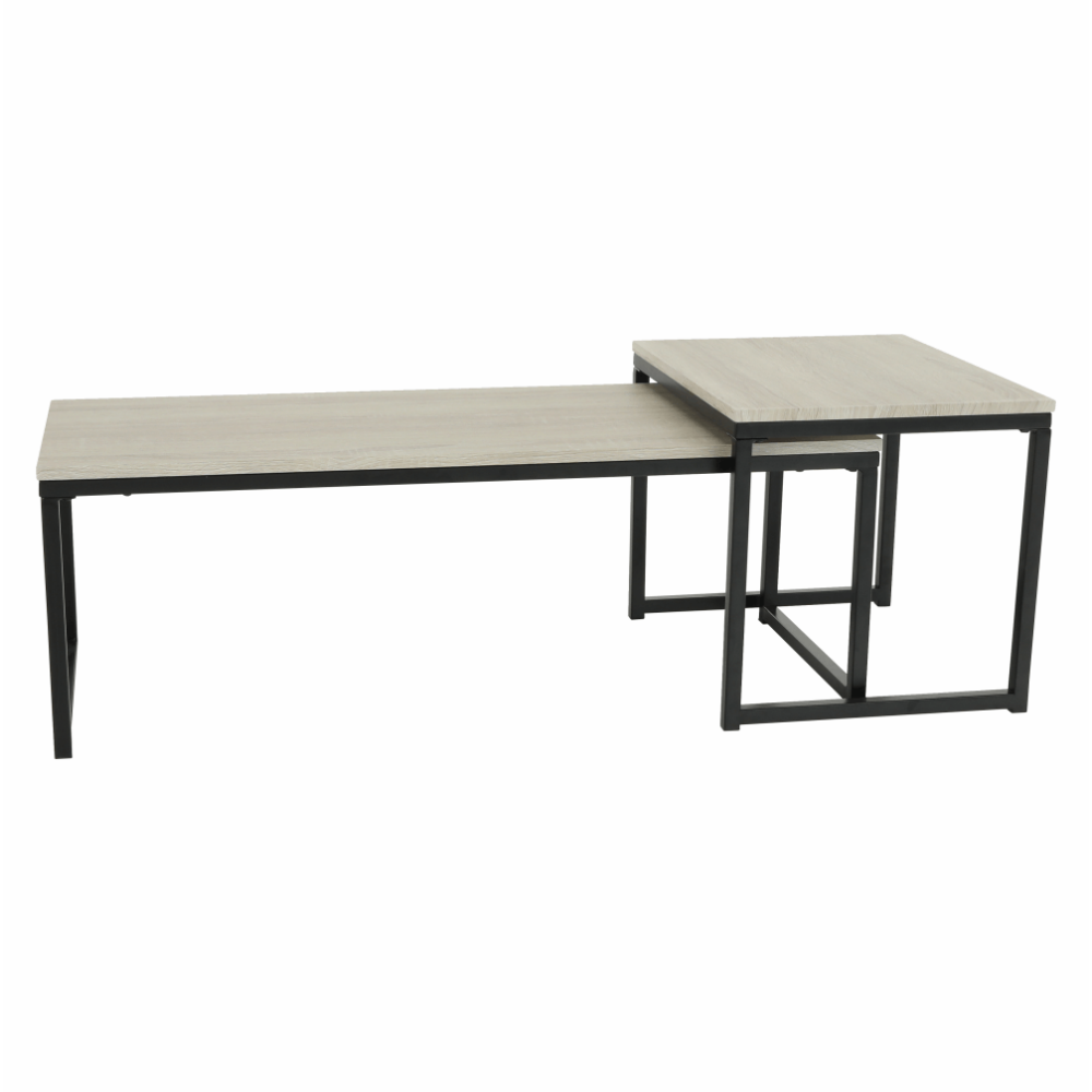 Set 2 măsuţe de cafea, stejar sonoma/negru, KASTLER TYP 2