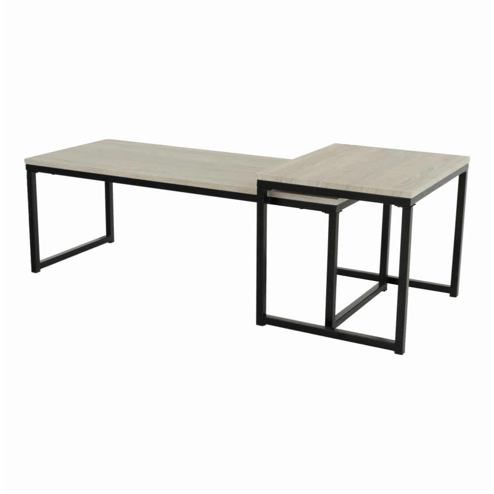 Set 2 măsuţe de cafea, stejar sonoma/negru, KASTLER TYP 2