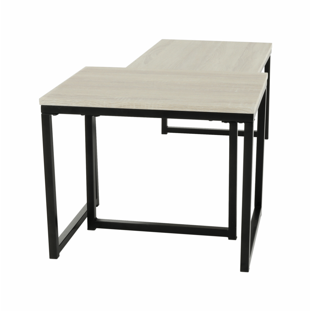 Set 2 măsuţe de cafea, stejar sonoma/negru, KASTLER TYP 2