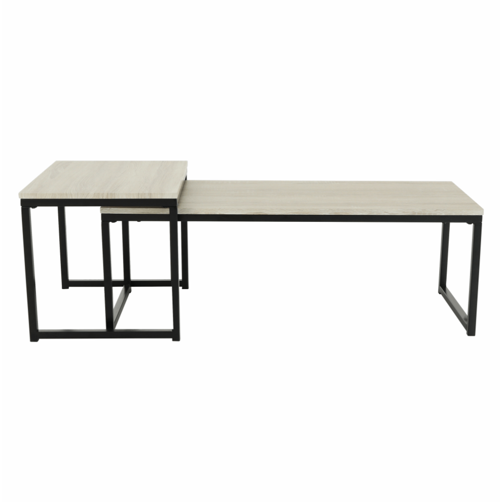 Set 2 măsuţe de cafea, stejar sonoma/negru, KASTLER TYP 2