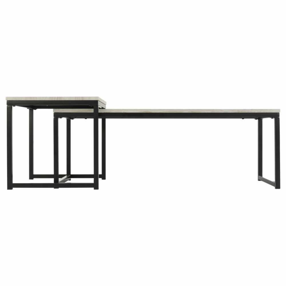 Set 2 măsuţe de cafea, stejar sonoma/negru, KASTLER TYP 2
