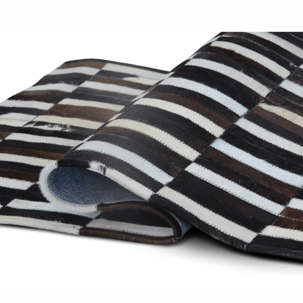 Covor de lux din piele, maro/negru/alb, patchwork, 201x300, Piele de vită Tip 6