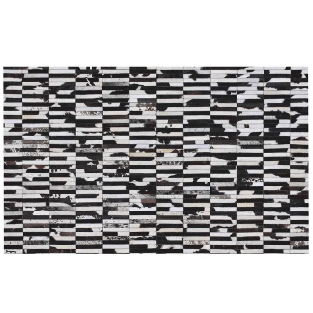 Covor de lux din piele, maro/negru/alb, patchwork, 201x300, Piele de vită Tip 6