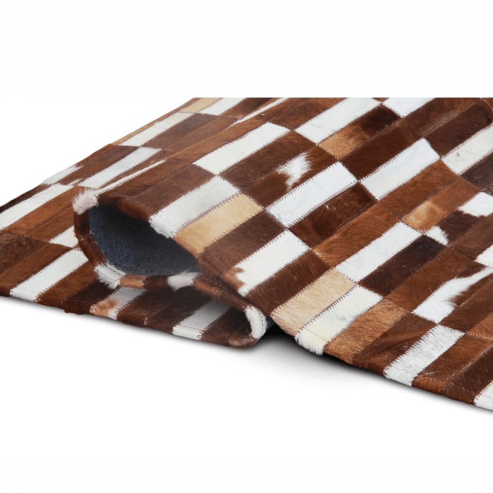 Covor de lux din piele, maro/alb, patchwork, 120x180, PIELE DE VITĂ TIP 5
