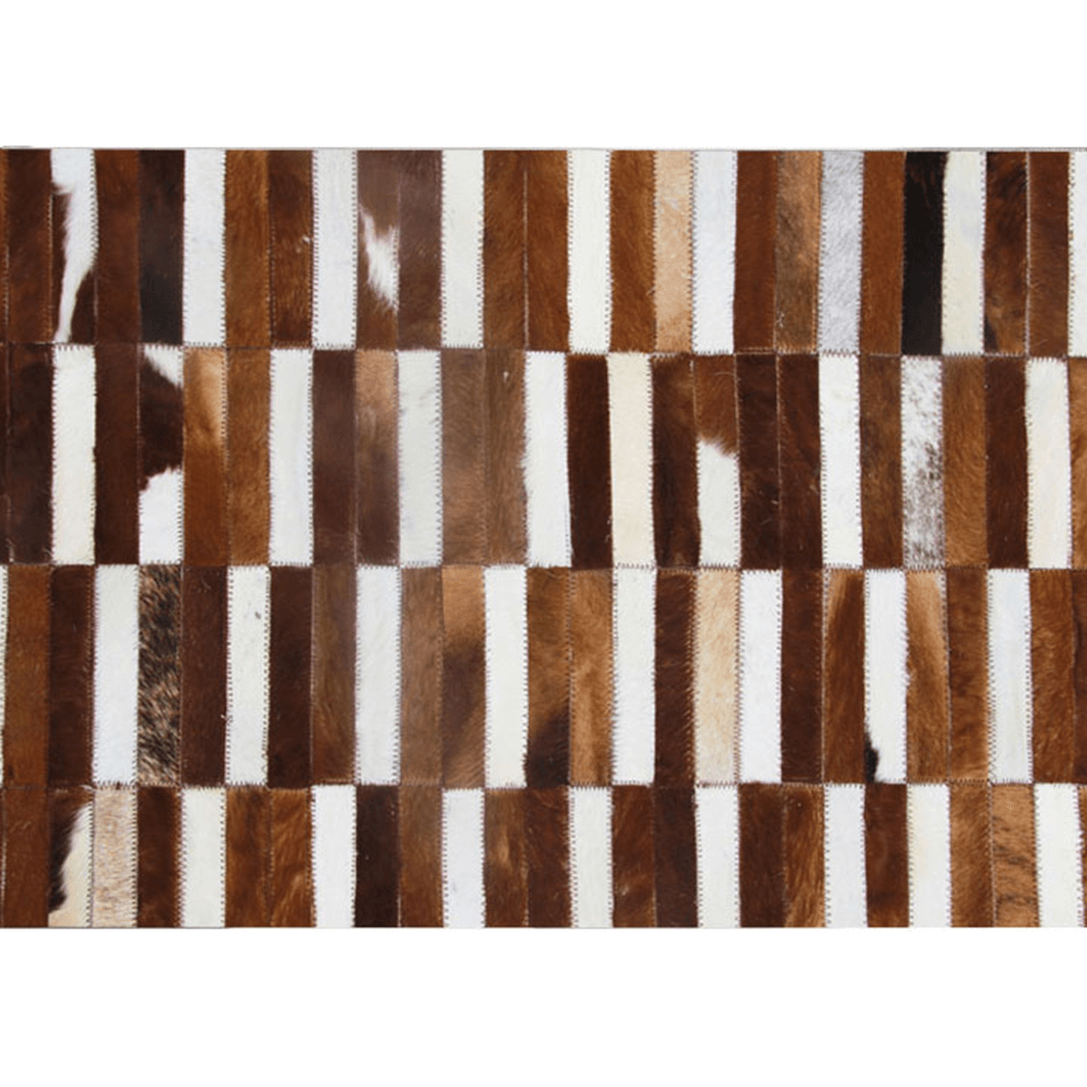 Covor de lux din piele, maro/alb, patchwork, 171x240, PIELE DE VITĂ TIP 5