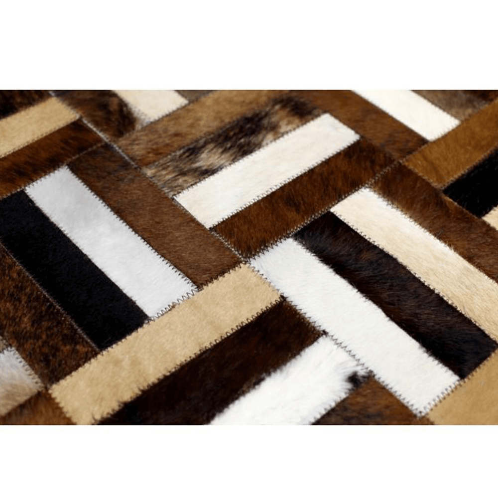 Covor de lux din piele, maro/negru/bej, patchwork, 170x240 , PIELE DE VITĂ TIP 2