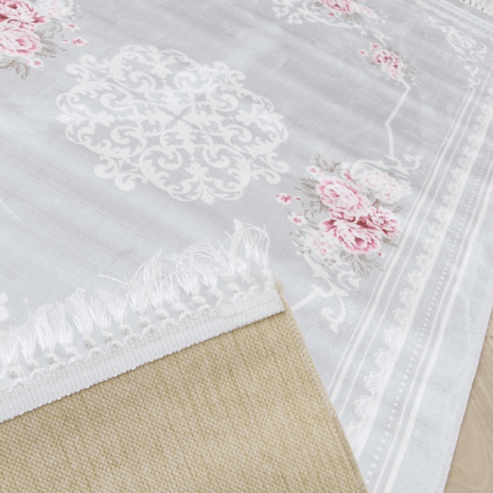 Covor 80x150 cm, gri/model cu flori, SEDEF TYP 2