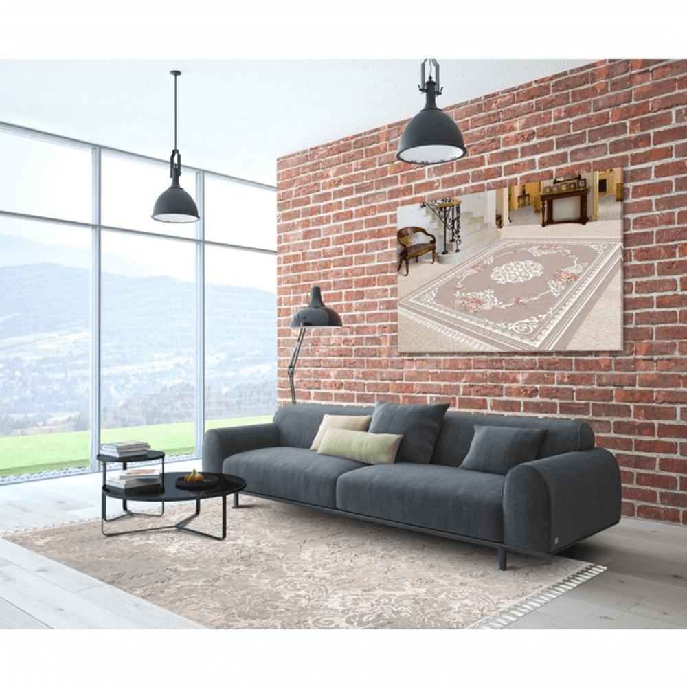 Covor, bej cu model, 80x200, BALIN