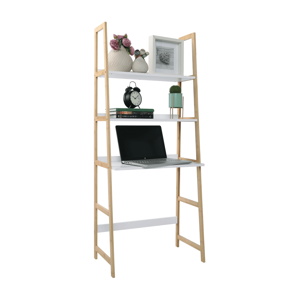Etajeră multifuncţională cu 3 rafturi, alb/natural, KOEN TYP 4