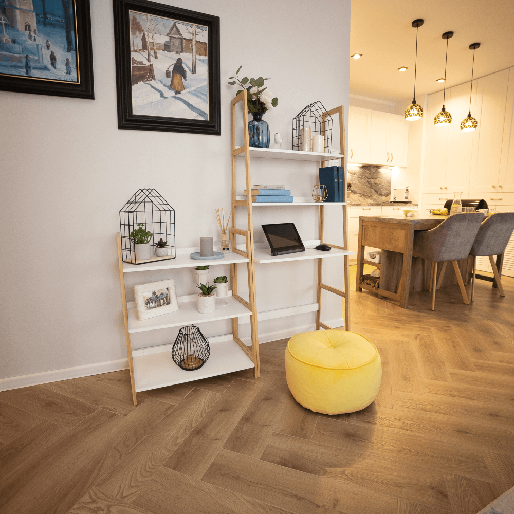 Etajeră multifuncţională cu 3 rafturi, alb/natural, KOEN TYP 4