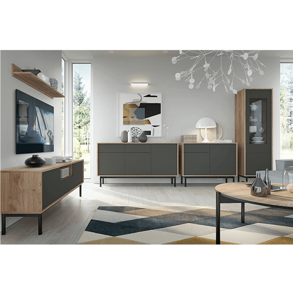 Comodă, stejar jaskson hickory/grafit, BERGEN BK104