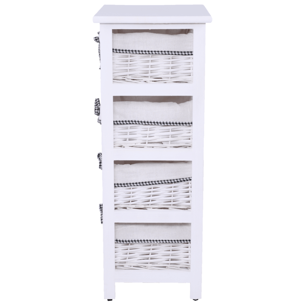 Comodă, 4 coşuri, alb antichizat, RUBY 4