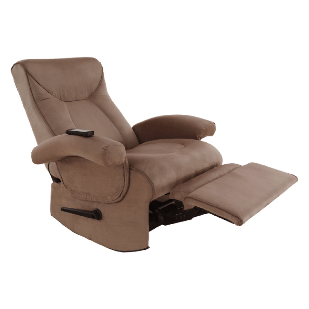 Fotoliu relaxant, cu funcţie electrică de vibraţie, textil maro, SUAREZ