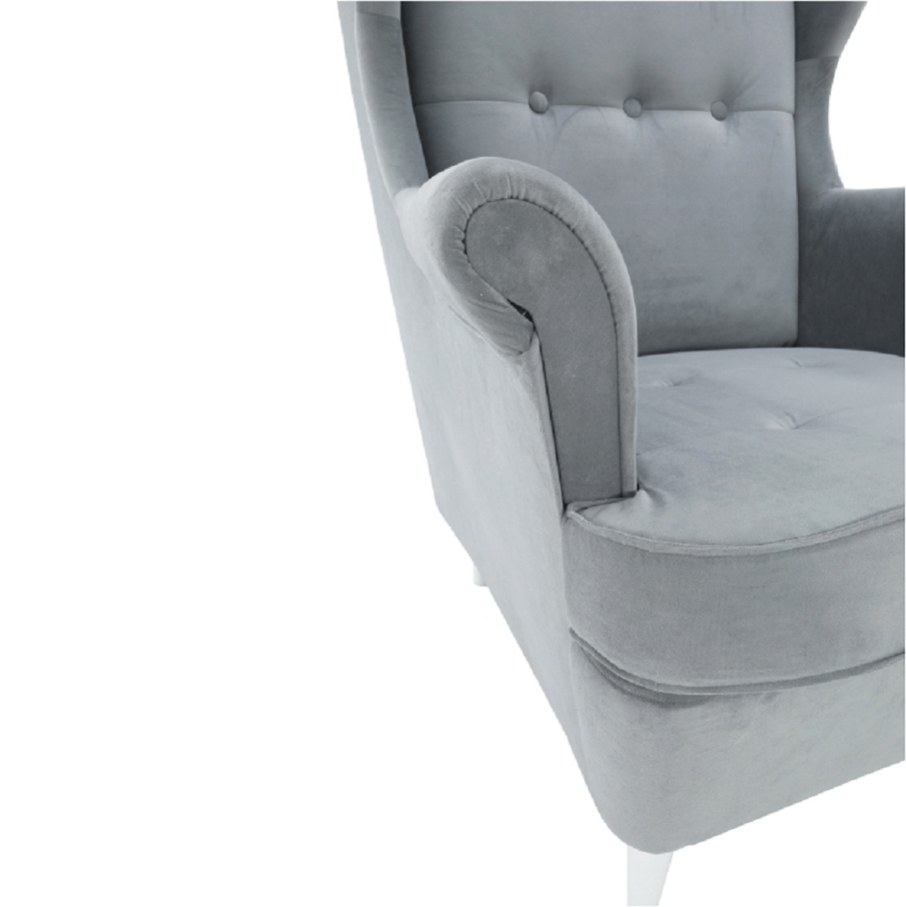 Fotoliu, material textil gri deschis/alb, RUTINO