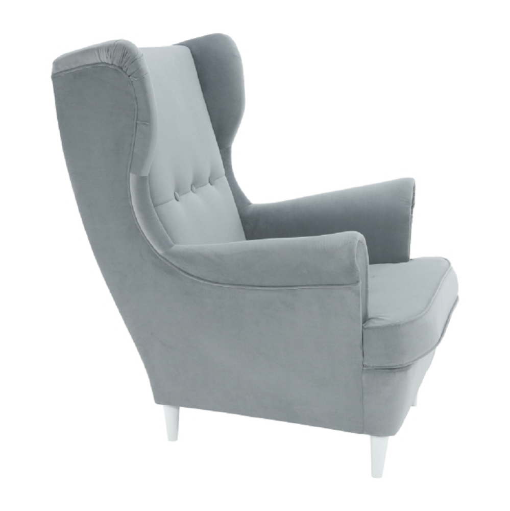 Fotoliu, material textil gri deschis/alb, RUTINO