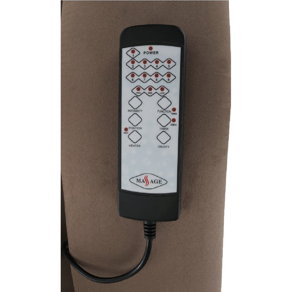 Fotoliu relaxant, cu funcţie electrică de vibraţie, textil gri maronie, SUAREZ