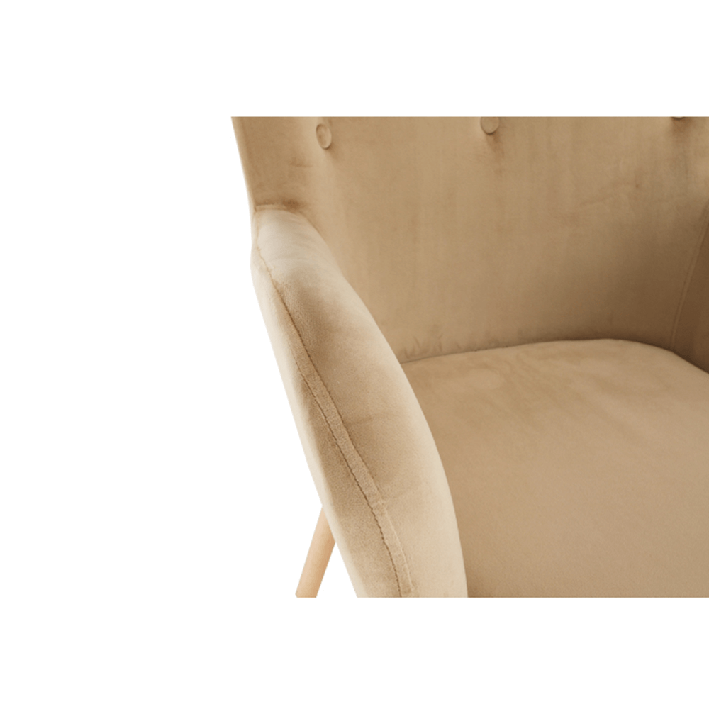 Fotoliu cu taburet, material de catifea bej/fag, LAGER NEW