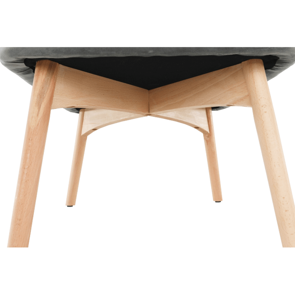 Fotoliu cu taburet, material de catifea gri/fag, LAGER NEW