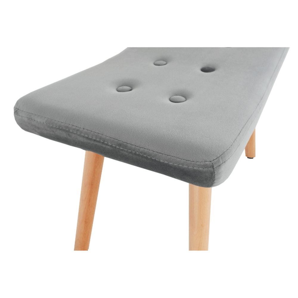 Fotoliu cu taburet, material de catifea gri/fag, LAGER NEW