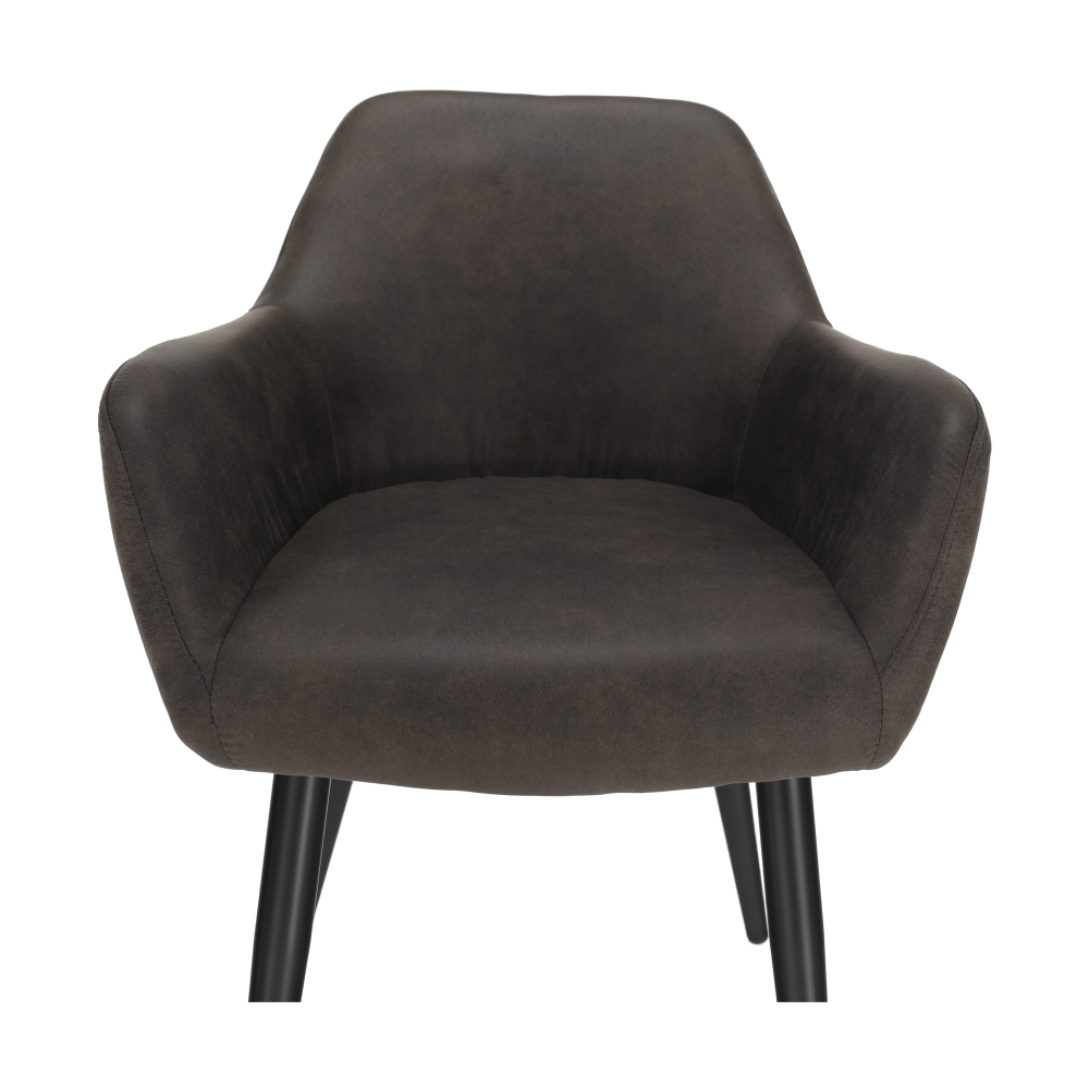 Fotoliu design, ţesătură din piele periată, maro Taupe / negru, LACEY