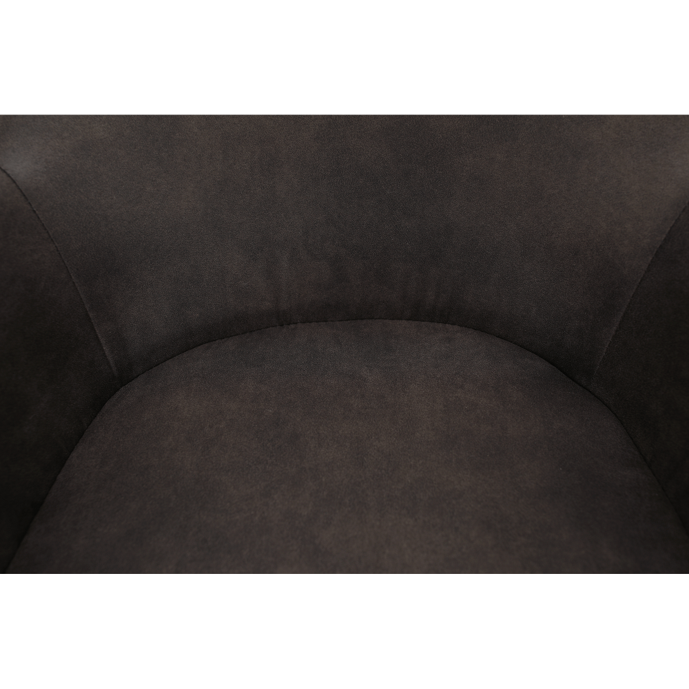 Fotoliu design, ţesătură din piele periată, maro Taupe / negru, LACEY